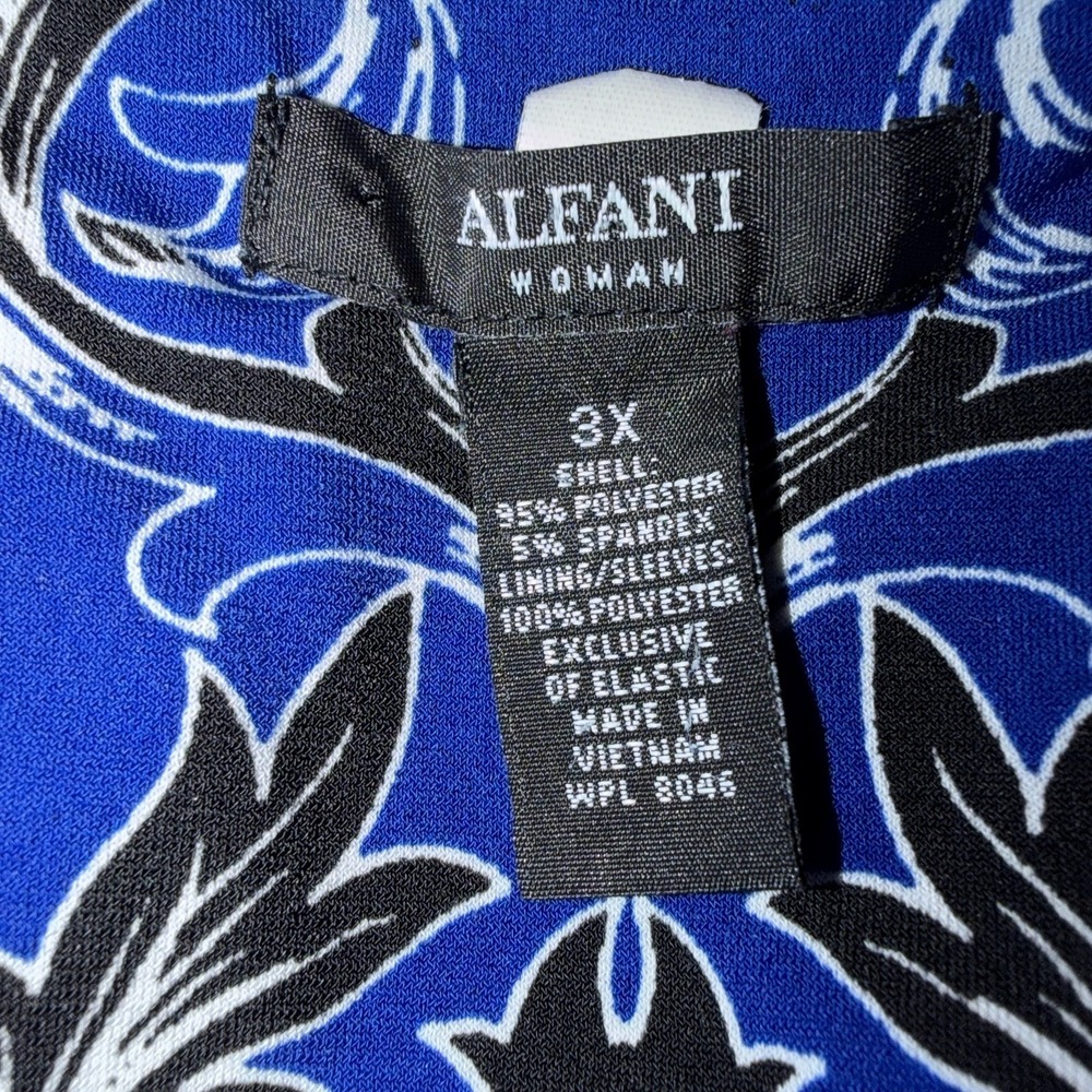 Alfani Woman's Floral Scoop Neck Blouse Size 3X 3/4 Tie Sleeves Tucked Bottom - Picture 5 of 7